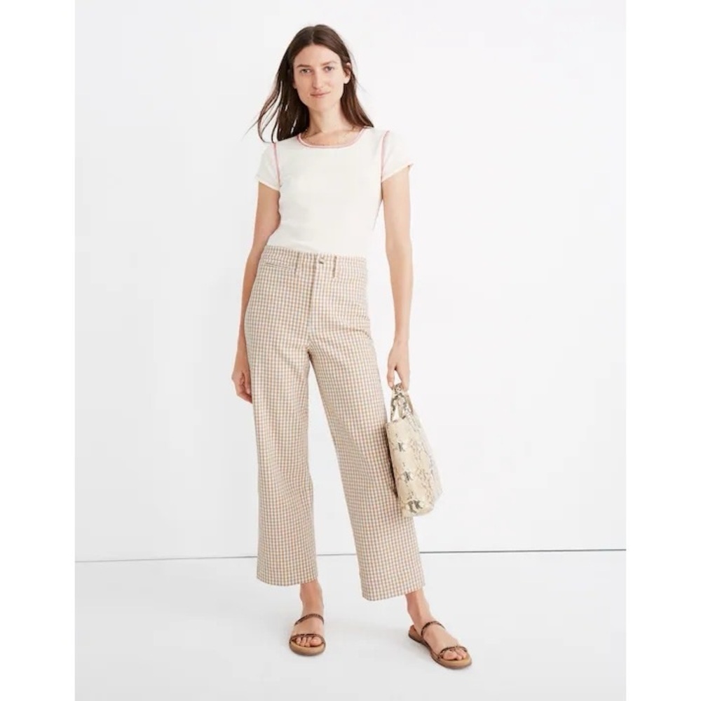 Madewell Slim Emmett Wide-Leg Pants in Gingham Check Size 23